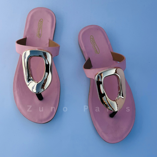 Elegant Flat Metallic Buckle Flats