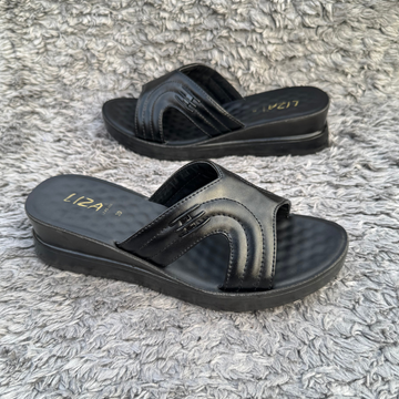 Comfortable Black Wedge Slides | Soft Sole & Washable