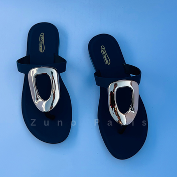 Elegant Flat Metallic Buckle Flats