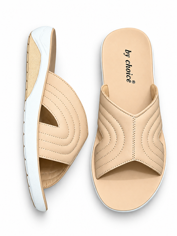Elegant Women’s Bow Slide – Square Toe Slippers in Black & careme (BC)