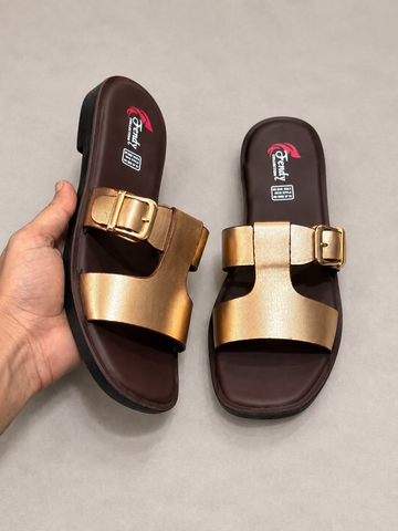 Tan Square-Toe Flip-Flops | Soft, Comfortable, Washable(Fendey)