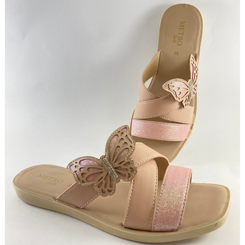 Women’s Black Butterfly Criss-Cross Slippers – Elegant Glitter Flats