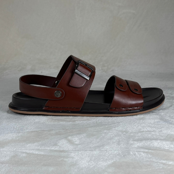 Men's Luxury PU Three-Strap Sandal with Buckle & Backstrap