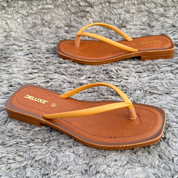 Tan Square-Toe Flip-Flops | Soft, Comfortable, Washable