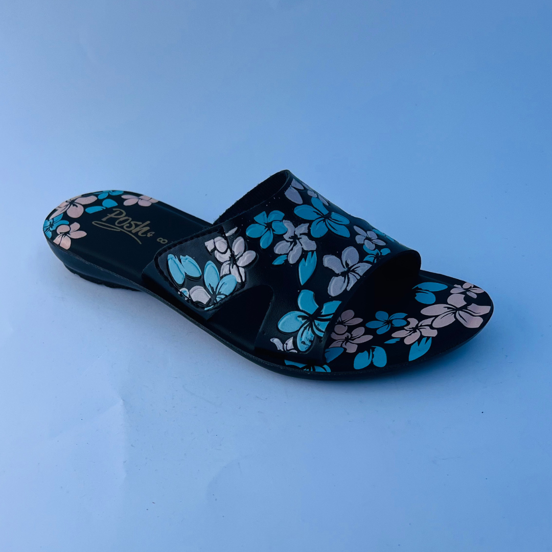 Floral Printed Open-Toe Slip-ons