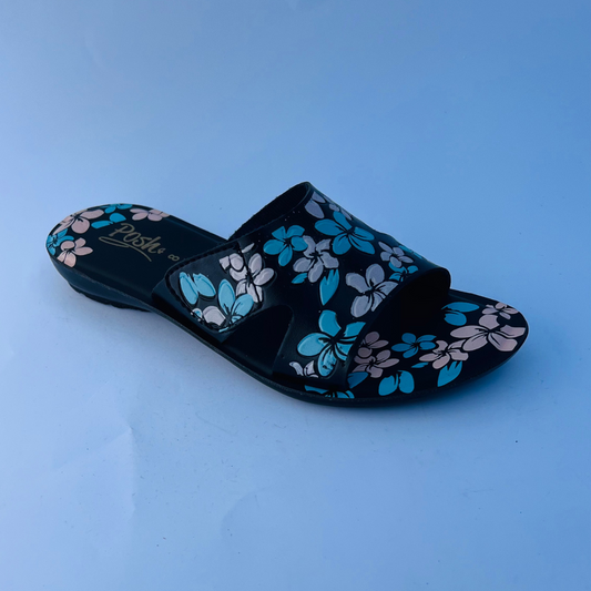 Floral Printed Open-Toe Slip-ons