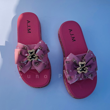 Women’s Embellished Bow Platform Slippers