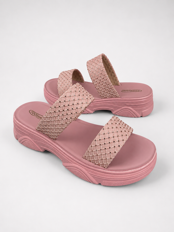 Women’s double straps Slippers – Elegant Glitter Flats (R5)