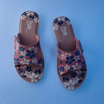 Floral Printed Open-Toe Slip-ons