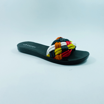 Rainbow Twist | Black Colorful Knotted Slipper