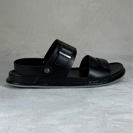 Men's Luxury PU Three-Strap Sandal with Buckle & Backstrap